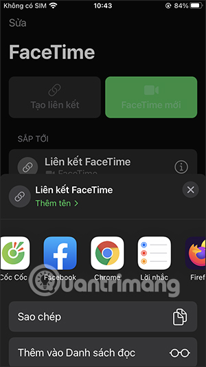 Chọn gửi liên kết