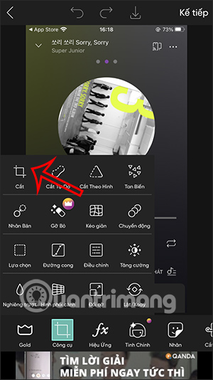 Cắt ảnh trong PicsArt