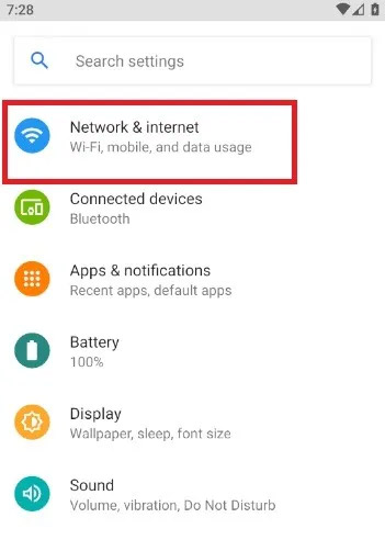 Đi tới Settings > Network & Internet
