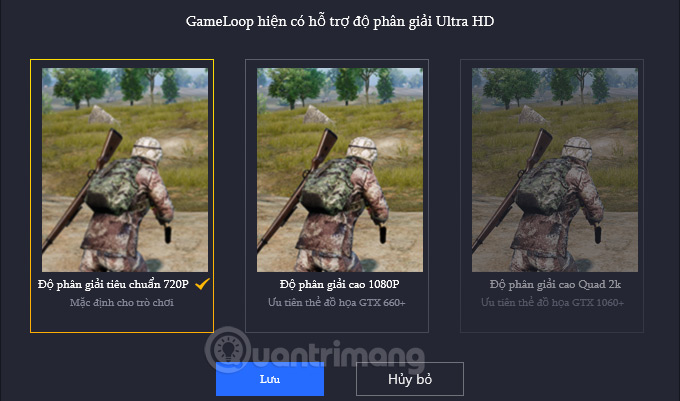 Chọn độ phân giải phù hợp