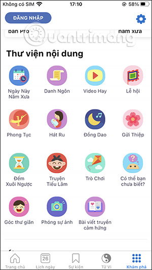 Mục Khám phá trong Lịch Việt