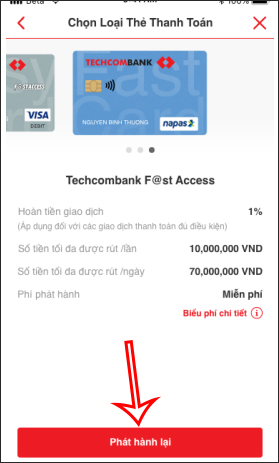 Choose an ATM card with Techcombank chip