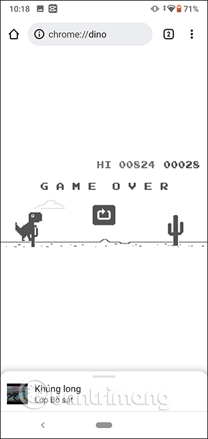 Dinosaur game screen