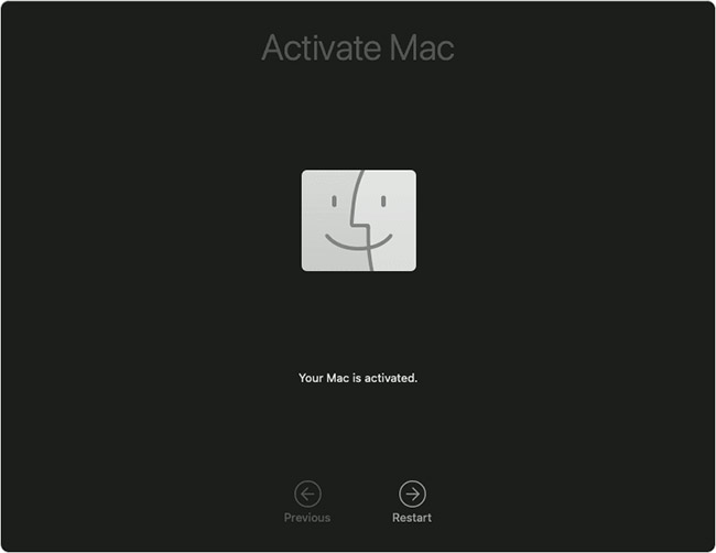 Máy Mac đã được kích hoạt