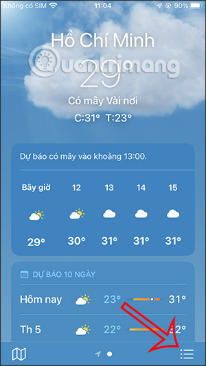 Weather app options