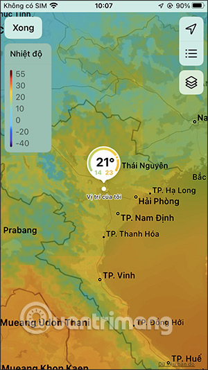Temperature at current location 