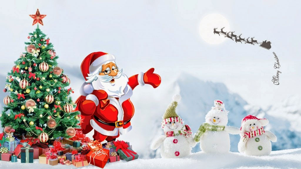 Hình nền ông già Noel và tuần lộc mang phát quà cho trẻ em TRƯỜNG THPT TRẦN HƯNG ĐẠO
