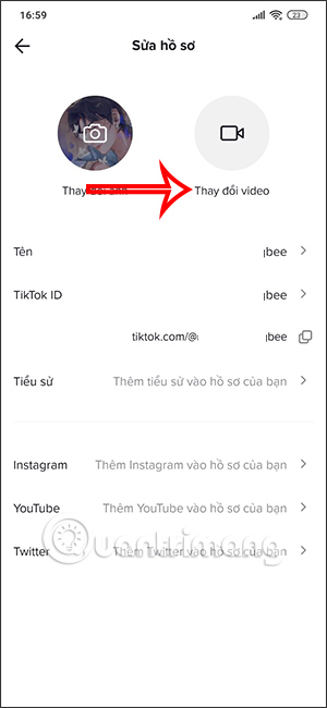 Thay đổi video avatar TikTok
