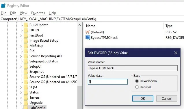 Generate BypassTPMCheck value