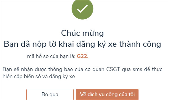 Mã hồ sơ đăng ký xe