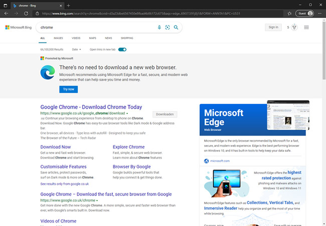 Microsoft cố gắng ngăn cản khi người dùng đinh cài đặt một trình duyệt khác