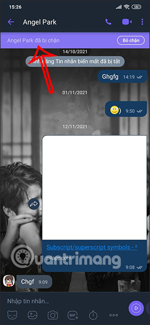 Thông báo đã chặn tin nhắn Viber