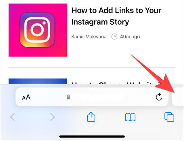 Bạn sẽ thấy một phần nhỏ của tab kế tiếp