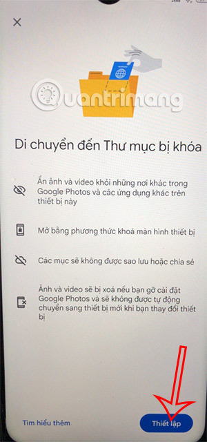Tạo thư mục bị khóa Google Photos