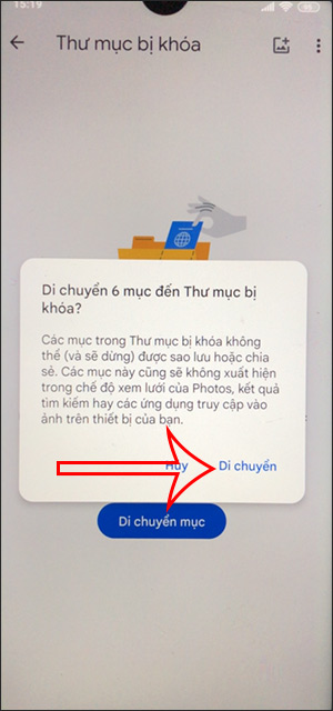 Di chuyển ảnh vào thư mục bị khóa
