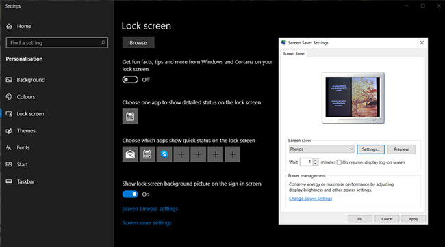 Tạo screensaver trong Windows 10
