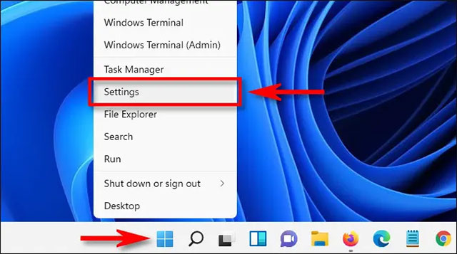 Mở ứng dụng Settings