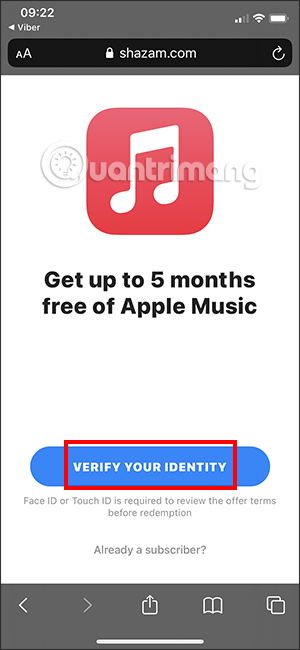 Xác nhận tài khoản Apple Music
