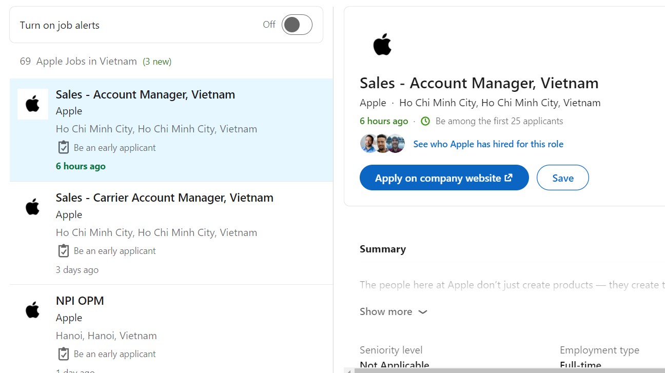 Apple tuyển một loạt nhân sự cấp cao tại Việt Nam