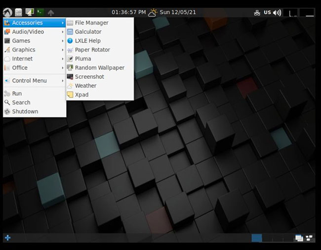 Desktop interface of Linux LXLE . operating system