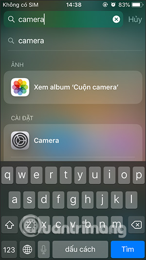 Không tìm thấy camera iPhone