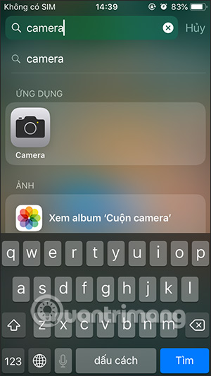 Tìm kiếm Camera trên iPhone