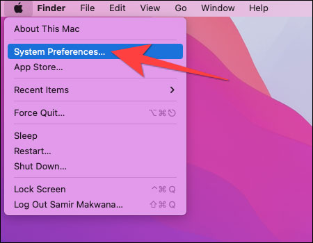 Chọn “System Preferences”