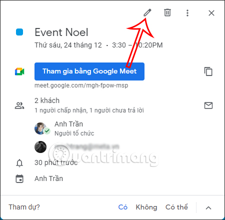 Change Google Calendar events