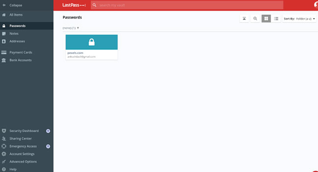 Giao diện LastPass