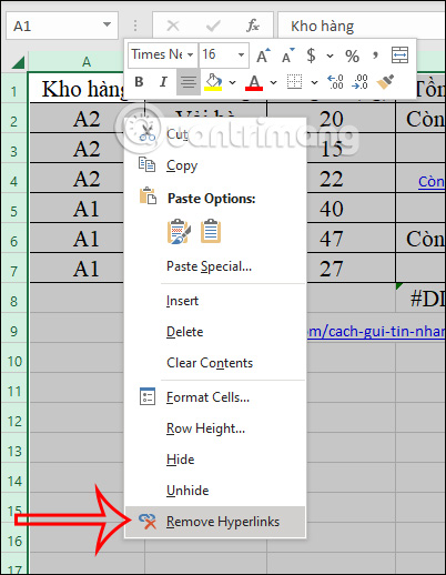 Cách xóa link trong Excel, xóa hyperlink trong Excel - Ảnh minh hoạ 2