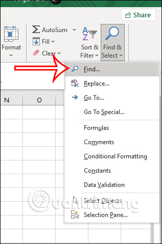 Công cụ Find trong Excel