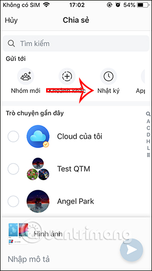 Chia sẻ tin nhắn Zalo lên Nhật ký