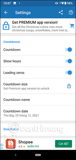 Kích hoạt đếm ngược