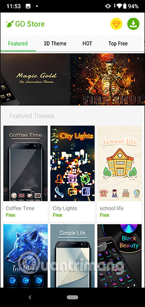 Theme trong GO Launcher EX