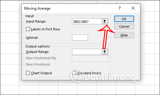 Chọn vùng dữ liệu Excel