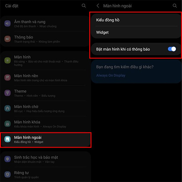 Tùy chọn màn hình ngoài Galaxy Z Flip3