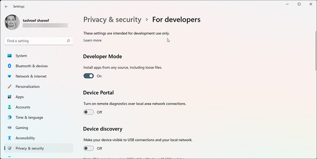 Kích hoạt Developer Mode trong Windows 11