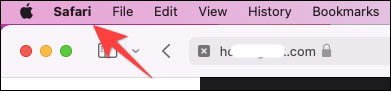 Nhấp vào menu “Safari”