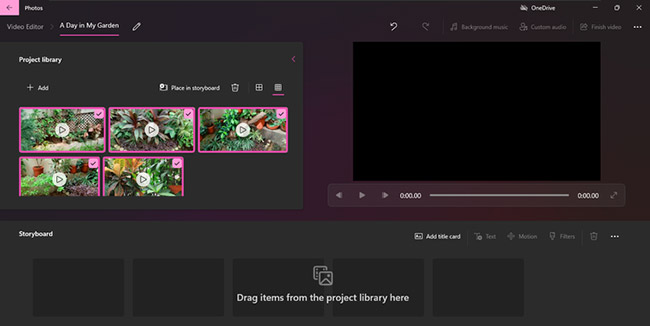 Video đã thêm vào Project Library trong Video Editor của Windows 11