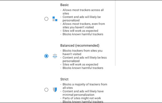 Trình chặn quảng cáo và theo dõi tích hợp