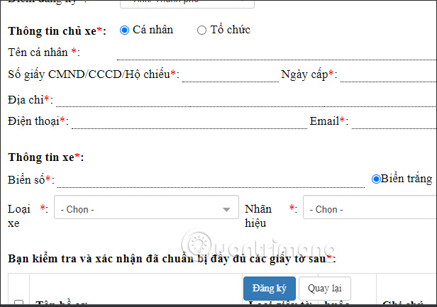 Thông báo tình trạng xe online