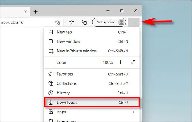 Chọn mục “Downloads”