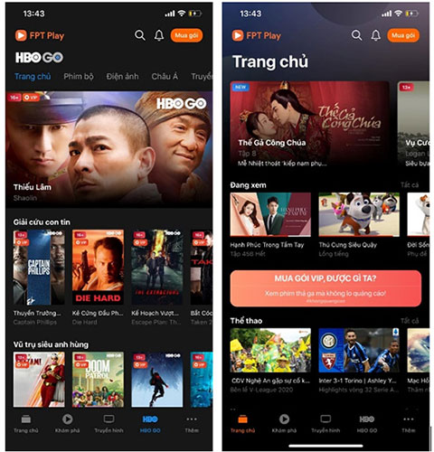 Ứng dụng FPT Play trên thiết bị di động