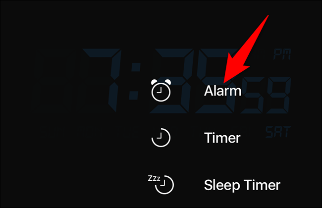 Click on “Alarm”