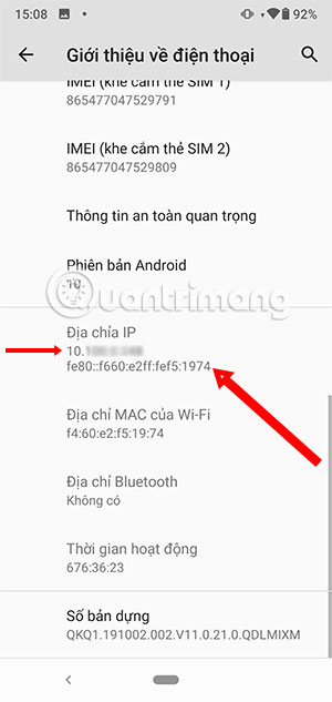 đổi ip máy android