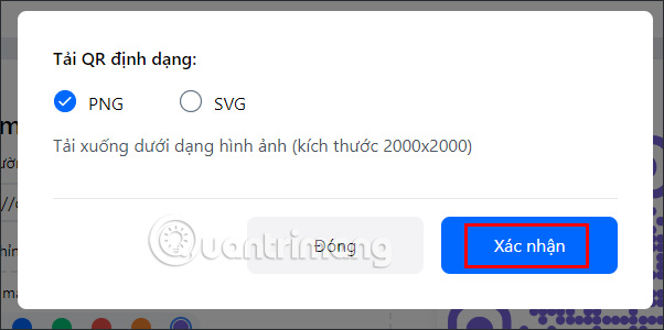 Chọn định dạng lưu mã QR