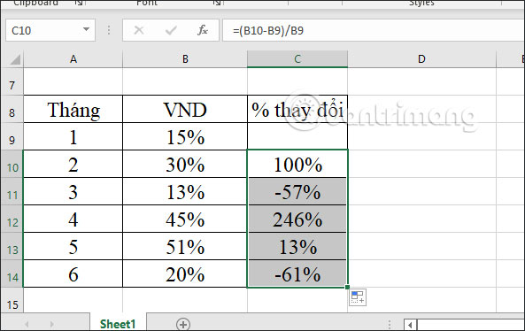 Cách tính phần trăm trong Excel - Ảnh minh hoạ 11