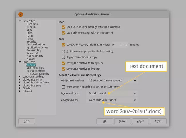 Cách lưu file LibreOffice ở định dạng Microsoft Office - Ảnh minh hoạ 3