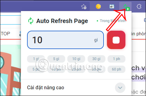 Countdown to reload tabs on Auto Refresh Page