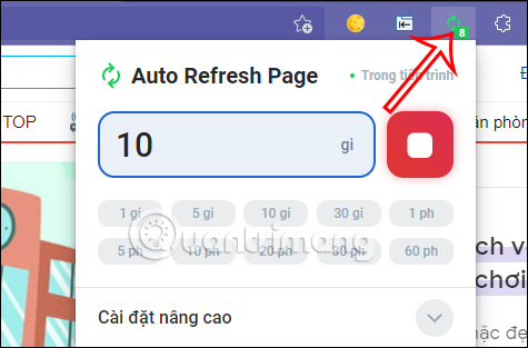 Đếm ngược tải lại tab trên Auto Refresh Page